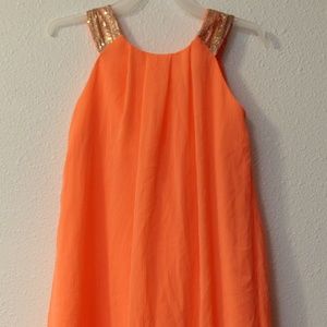 Girls Bright Orange Cream dress